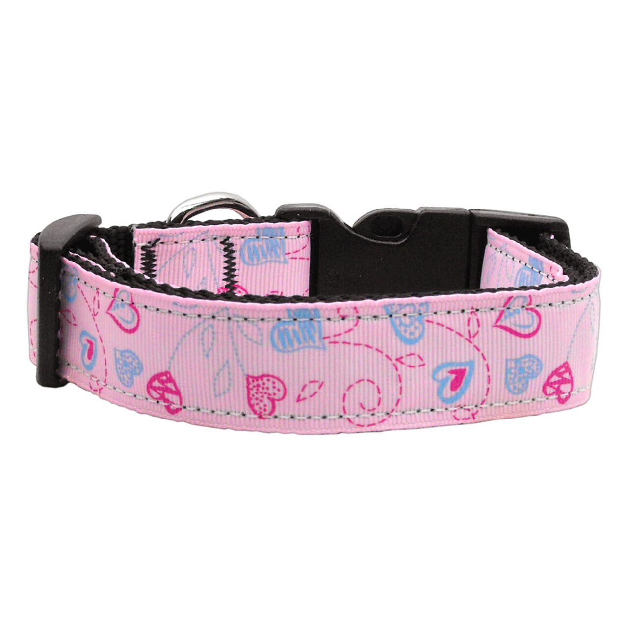 Mirage Pet Products Crazy Hearts Nylon Collar Light Pink XS